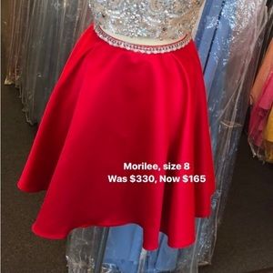Morilee Red Satin Embellished Skirt - size 8